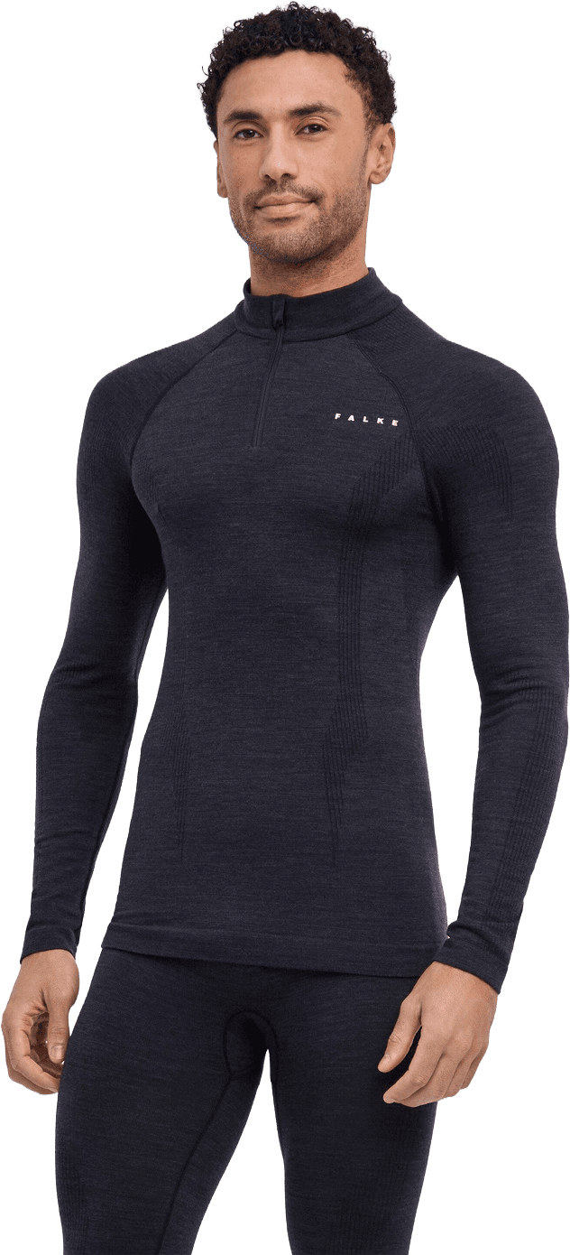 Falke Falke Men's Long Sleeve Zip Wool-Tech Black