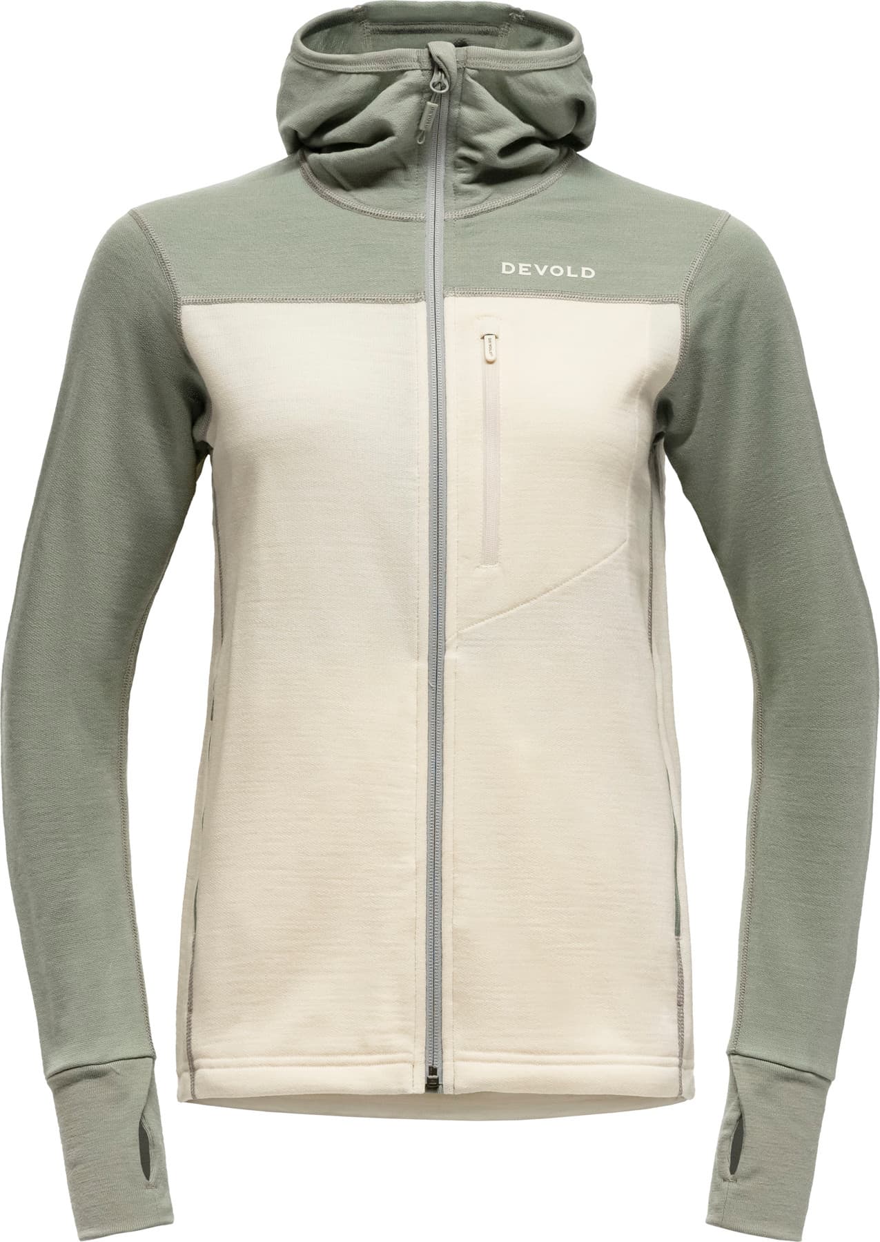 Devold of Norway Devold Women's Explorer Merino Hooded Jacket Fog/Raw White